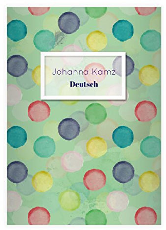 Kartenkaufrausch 8 personalisierte, Coole DIN A4 Schulhefte, Schreibhefte mit bunten Punkten auf grün Lineatur 21 (liniertes Heft)