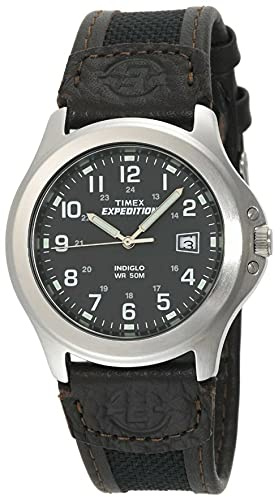 Expedition Men's Quartz Watch with Grey Dial Analogue Display and Brown Leather Strap