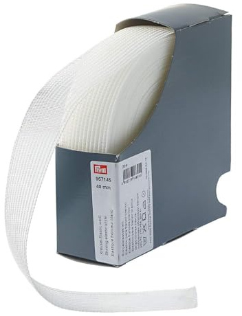 Prym 957145 Élastique fronçeur, 40mm, blanc, 20m