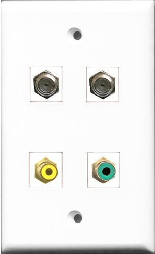 RiteAV 1 Porta RCA Giallo e 1 Porta RCA Verde 2 Porte Cavo coassiale TV - Tipo F