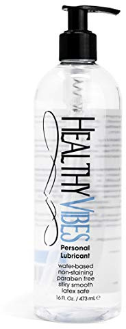 Healthy Vibes Water Based Hand Pump Lube 16 oz Long Lasting Easy Clean Sexual Privacy Gel Lubricant Compatible Latex Silicone Sex Toys Couples Men Women Anal Ease Solo Life Personal Lubrification Play