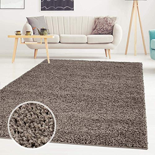Carpet city Shaggy - Tappeto a pelo lungo, tinta unita, morbido, soffice, per soggiorno, dimensioni: 150 x 150 cm, quadrato