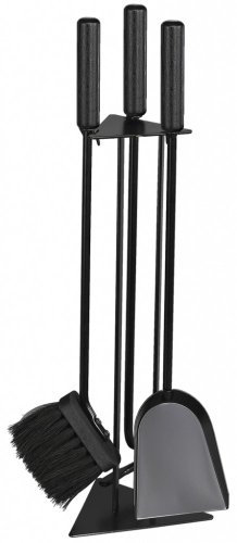 Schössmetall Kaminbesteck 3-TLG. schwarz/Holzgriffe schwarz, Trigo-1 04510400
