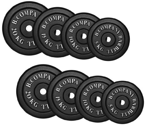 Bad Company Hantelscheiben aus Gusseisen I Gewichtsscheiben 30/31 mm für das Hanteltraining I 100 kg (2 x 5 kg, 2 x 10 kg, 2 x 15 kg, 2 x 20 kg)