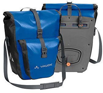 VAUDE Fahrradtaschen für Gepäckträger Aqua Back Plus, 2 x Hinterradtaschen wasserdicht, 51 Liter Gesamtvolumen, in blau, Fahrrad Gepäckträgertasche hinten, einfache Befestigung – Made in Germany