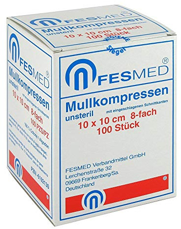 MULLKOMPRESSEN ES 10x10 cm unsteril 8fach 100 St