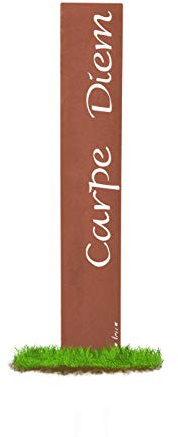 prima terra Carpe Diem Gartenstele Edelrost Stele Dekoration Gartendekoration Deko Garten H=120cm B=20cm