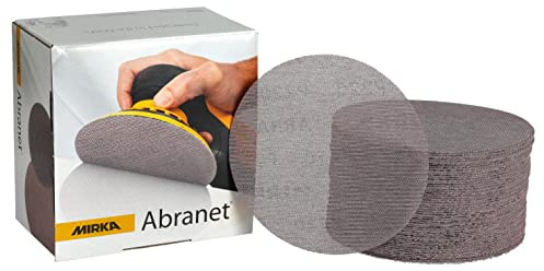 Mirka Abranet 9A-241-240 6 Inch 240 Grit Mesh Abrasive Dust Free Sanding Box of 50 Discs | Hook and Loop Mesh Discs for Dust-Free Sanding Non-Clogging Durable Ideal for Wood Metal Automotive Finishes