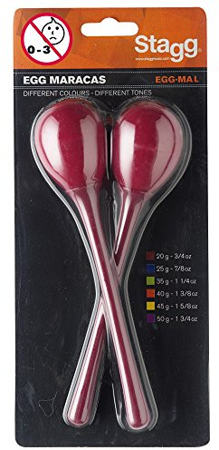 Stagg 13337 Maracas Stiel Schütteleier Paar rot