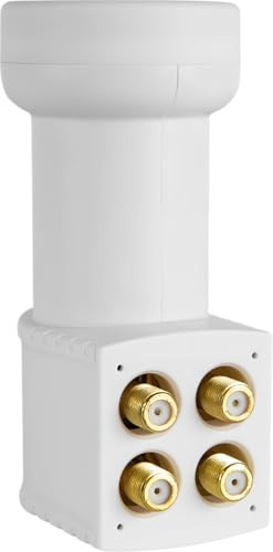 Megasat HD-Profi Quad LNB – für 4 Teilnehmer, Universal – Weiß | 0,1 dB, vergoldeter Anschluss, Wetterschutz