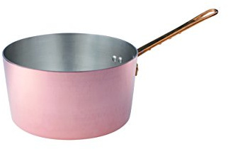 Pentole Agnelli ALCM105M20 Casseruola Alta in Rame Martellato Stagnato con 1 Manico in ottone, 20 cm