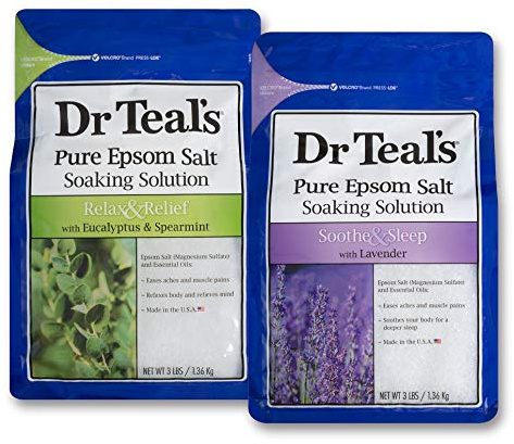 Dr Teal's Epsom Salt Bath Soaking Solution, Eucalyptus and Lavender, 2 Count, 3lb Bags - 6lbs Total