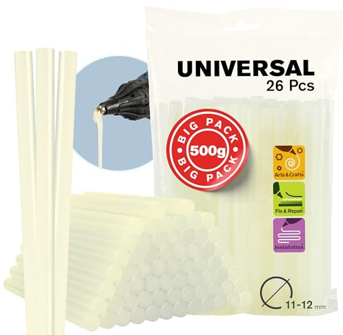 RAPID - Bâtons de colle ECO-T - Diamètre : 11-12mm bâtons de colle transparente en EVA et résine - Usage universel - Sachet de 500 g - (24941500)