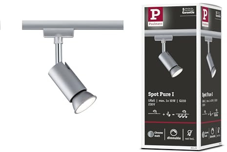 Paulmann 95329 URail Schienenspot Pure I Einzelspot GU10 max. 10W dimmbar 230V Chrom matt, Chrom Schienensystem - Leuchtmittel frei wählbar