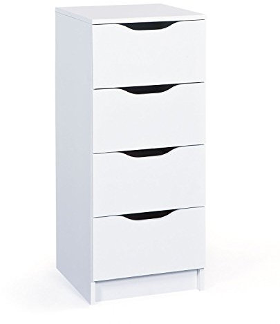 Inter Link - Commode - 4 tiroirs - Meuble à tiroirs - Meuble d'appoint - Buffet - Mélaminé - Blanc - Tiroirs avec poignées encastrées - Westphalen 4