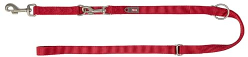 TRIXIE Hundeleine Premium XS–S, 2,00 m 15 mm in rot - verstellbare Leine mit belastbaren Gurtband - für sehr kleine bis kleine Hunde - 200403