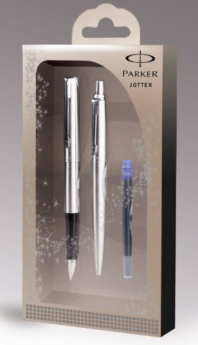 Parker Jotter Stainless Steel Fountain Pen and Ballpoint Pen Set