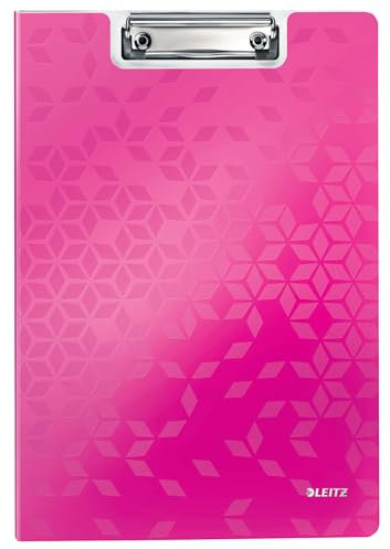 Leitz WOW A4 Klemmbrettmappe mit Abdeckung, Leichtes Polyfoam, Strapazierfähiges Klemmbrett mit Abdeckung, Für bis zu 80 Blatt, Pink, 41990023