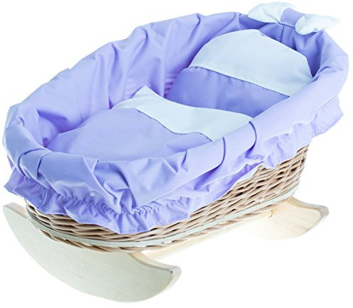 e-wicker24 Handgeflochtene Weidenwiege für Puppen – reizendes und langlebiges Puppenbettchen Puppenwiege ideal für fantasievolles Spielen Kinderzimmerdekoration Schaukelbett aus Korbgeflecht