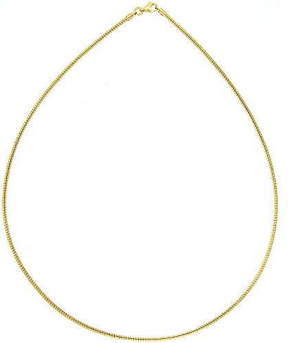 Sabrina Silver Stainless Steel Round Omega Necklace for Women Gold Plated 1.8mm, 18 inch