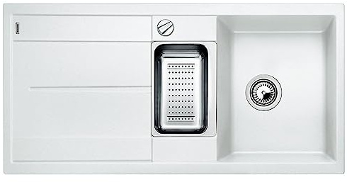 BLANCO METRA 6 S – Évier de Cuisine Rectangulaire en Granit pour Meubles Bas de 60 cm de Large – Égouttoir Intégré – SILGRANIT – Blanc – 513046