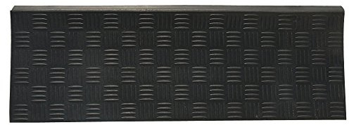 Rubber-Cal Diamond-Grip Recycled Rubber Step Mat - 9.75 x 29.75 inches - Black Stair Tread Mat - 6pack