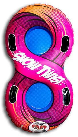 Flexible Flyer 57 Snow Twist Inflatable Tube Sled - 2-Person Pool Float and Snow Tube for Year Round Fun - Heavy Duty Double Sled with Handles for Kids and Adults