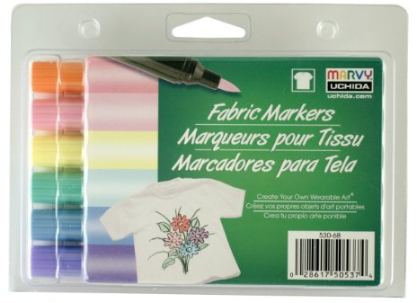 UCHIDA Marvy Brush Tip Pastel Color Fabric Marker Set Art Supplies, Assorted