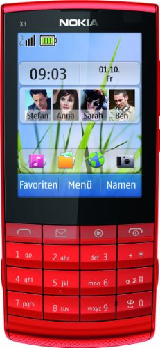 Nokia X3-02i téléphone Mobile - Ecran 6,1 cm - 2,4 Pouces - Appareil Photo 5 mégapixels - Touch and Type - Rouge (Import Allemagne)