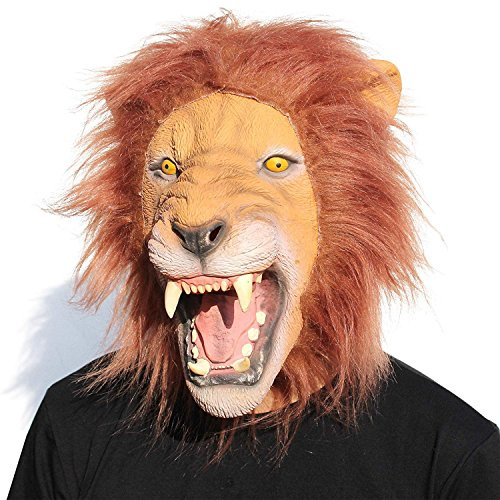 CreepyParty Costume d'Halloween Fête Masque de Latex Tête Animale Lion