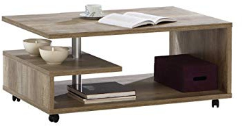 Forte BAILEY Couchtisch 100 110, moderner Sofatisch, Wohnzimmertisch, Holzwerkstoff, Eiche Antik Holzdekor, 105 cm breit x 60 cm tief x 45,6 cm hoch