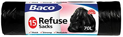 Baco Refuse Sacks Reliable Bin Liners 70L, 80cm x 130cm