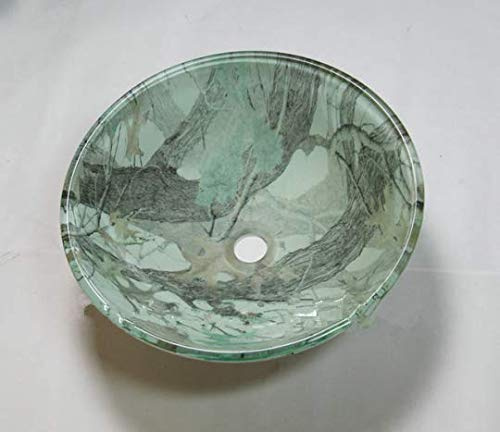 GOWE New Color Round Hand-Painted Artistic Victory Vessel Wash Basin Tempered Glass Sink Bathroom Basin with Brass