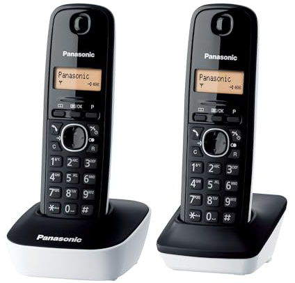 Panasonic KX-TG1612FRW Téléphone Duo sans Fil DECT sans répondeur Blanc [Version Française]
