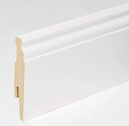 Battiscopa Vittoriano H:100 Bianco in MDF - Asta Da 260 Cm Pavimento laminato