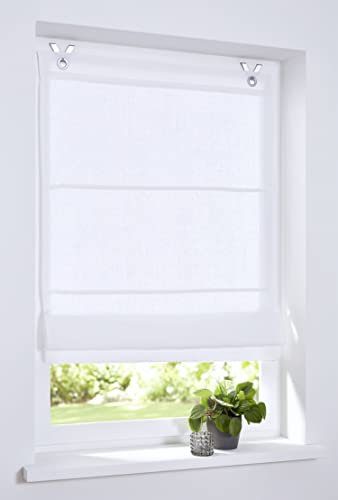 Rollos Metis Weiß, Natur, Taupe, 100% Leinen 45/60/80/100 x 140 cm, Stoff, Weiß, ca. 45 * 140 cm