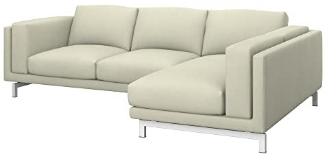 Soferia Sofabezug L Form Kompatibel Mit Nockeby 2er Sofa Mit Recamiere Rechts Ecksofaüberzug Sofaschoner Cover Kunstleder Lederoptik Wasserabweisend Pflegeleicht Antiallergisch Eco Leather Beige