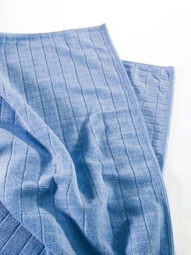 Buscher 5034-319 Universal Bodentuch Set 2 teilig Microfaser Hochtief-Struktur 50 x 60 cm, Blau