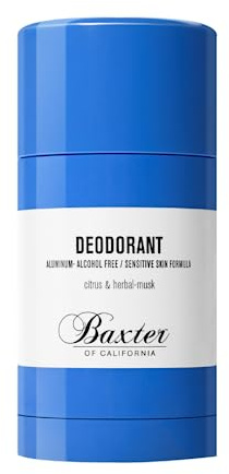 Baxter of California Aluminum and Alcohol Free Deodorant, Protects from Deodorant Stains, Detoxifies and Conditions Sensitive Skin, Clear Stick, Citrus and Herbal-Musk Essence