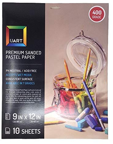 Uart Sanded Pastel Art Paper, Off-White, Mulitple Sizes and Grits, 10 Sheet Packs (Grade 400, 9 x 12)