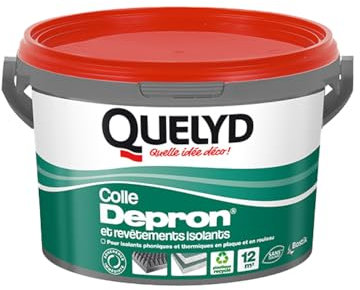 Quelyd Colle Pour Plaques Depron et Revêtement Isolants - Isolation Mur et Plafond - Maintien Immédiat -Sans Solvant - 1 Seau 3 kg