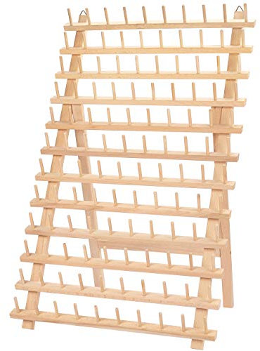 Curtzy Garnrollenhalter zur Aufbewahrung für 120 Spulen - Fadenhalter Spulenhalter Garnrollen Organizer zum Aufhängen an Wand – Nähgarnhalter Nähorganizer aus Holz für Stickgarn, Faden, Nähen