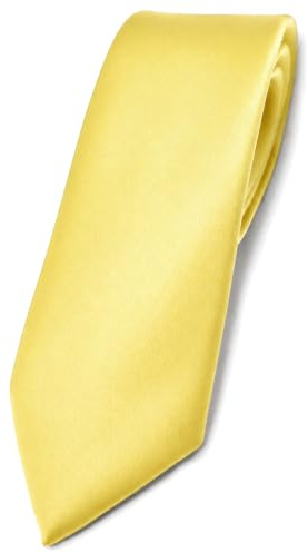 TigerTie schmale Satin-Krawatte gelb hellgelb zinkgelb einfarbig, 150 x 6 cm