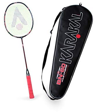 KARAKAL - Badmintonschläger BN 60 - das leichteste Badmintonracket der Welt aus 100% Fast Fibre Graphite - inklusive Fullsize Cover
