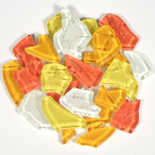 125g Crash-Glas Mosaiksteine unregelmäßige Form Gelb-Rot-Mix