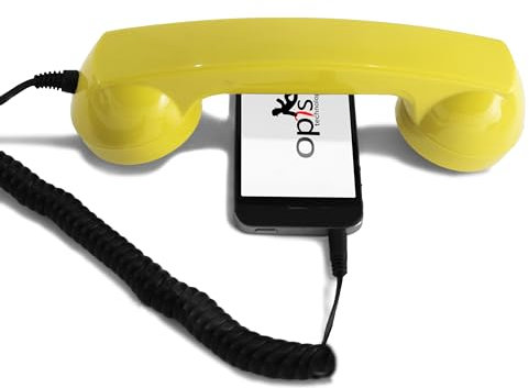 Opis 60s Micro: Auricular telefónico Retro y Vintage, Ideal para móvil. Adaptación a Auriculares Retro iPhone y Android con USB Amarillo