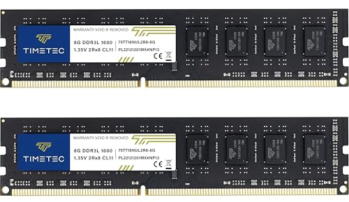 Timetec Hynix IC 16GB Kit (2x8GB) DDR3L 1600MHz PC3L-12800 no ECC sin búfer 1.35V/1.5V CL11 2Rx8 Dual Rank 240 Pin UDIMM Desktop Memory Ram Module Upgrade (16GB Kit (2x8GB))