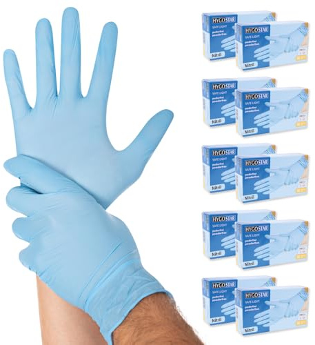 FRANZ MENSCH 1000 Stück, Nitrilhandschuhe, L, blau, Nitril, puderfrei | Safe Light, reißfest, latexfrei, Einweghandschuhe, Gummihandschuhe, disposable gloves, Hygiene, Pflege, Reinigung