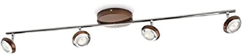 Philips Lighting 571744416 myLiving Barra Spot con 4 Luci LED, Dettagli in Cromo, Marrone