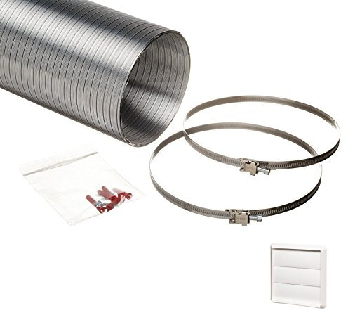 NaplesUK Universal 100mm Cooker Hood Ducting Kit Semi Rigid Aluminium 102mm Internal Diameter Hose Length 3.0 Metre With 3 Flaps Gravity White Grille